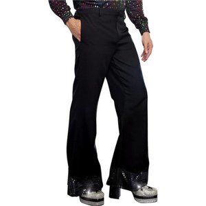 70s Disco Black Pants Costume, Adult Bell Bottoms Disco Pants, Halloween Costume